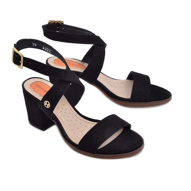 Sandalia de Tacón Mediano Hispana para Mujer Modelo Amalfi Negro color/talla: /