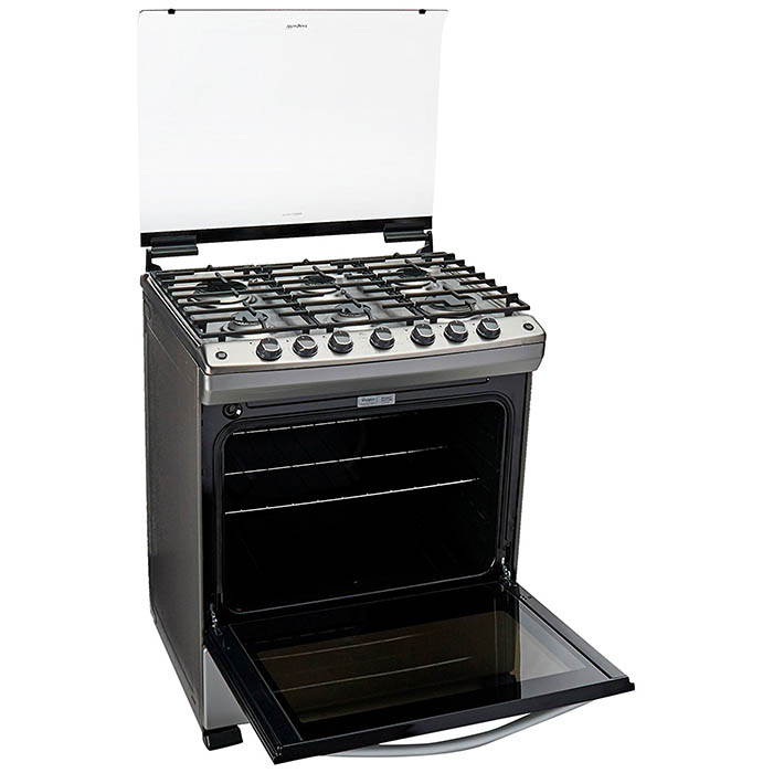 ESTUFA WHIRLPOOL MOD. WF-6046D 30" SILVER ENC. ELECTRONICO, CUBIERTA ACERO INOX, PARRILLAS HIERRO, CAPELO