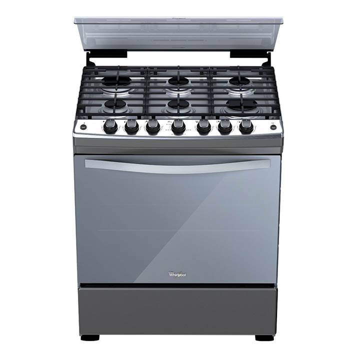 ESTUFA WHIRLPOOL MOD. WF-6046D 30" SILVER ENC. ELECTRONICO, CUBIERTA ACERO INOX, PARRILLAS HIERRO, CAPELO