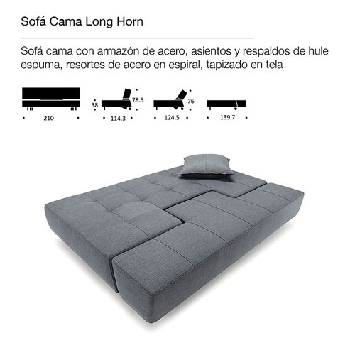 Sofacama Long Horn gris Innovation by Miirza