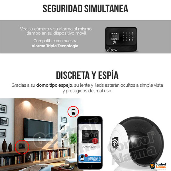  Camara Ip Espia Wifi Mini Full Hd Domo Seguridad Casa Alarma