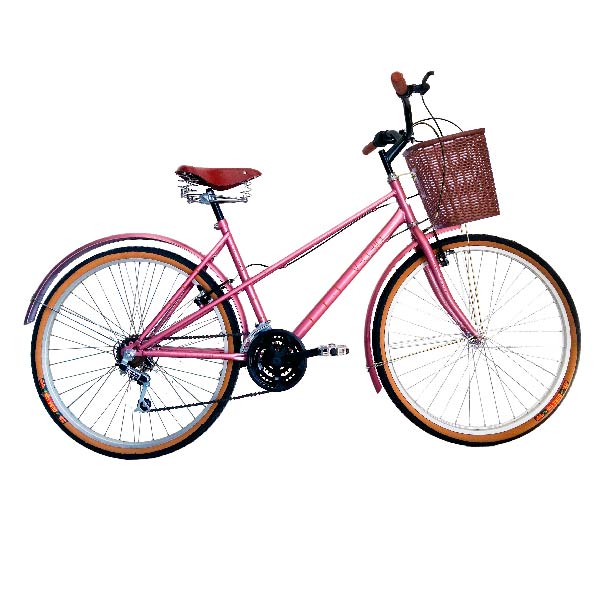 Bicicleta Vecchio Vintage Retro Rodada 26 Con 6 Velocidades-Rosa Palido