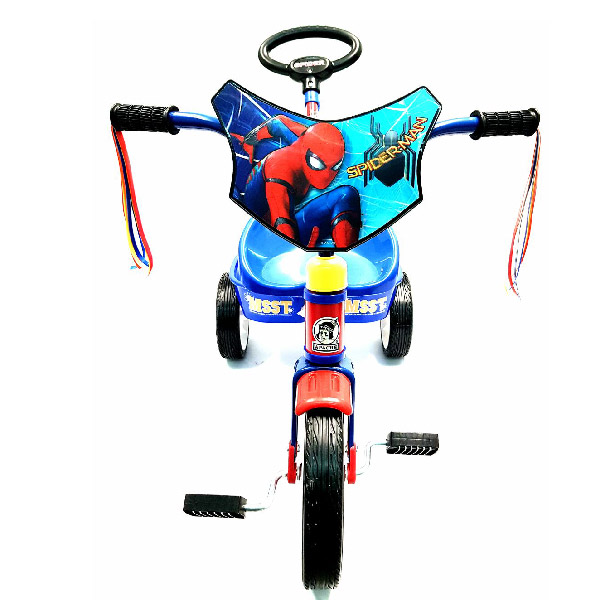 Triciclo Apache Spiderman Con Cajuela Y Barra De Empuje Rodada 12