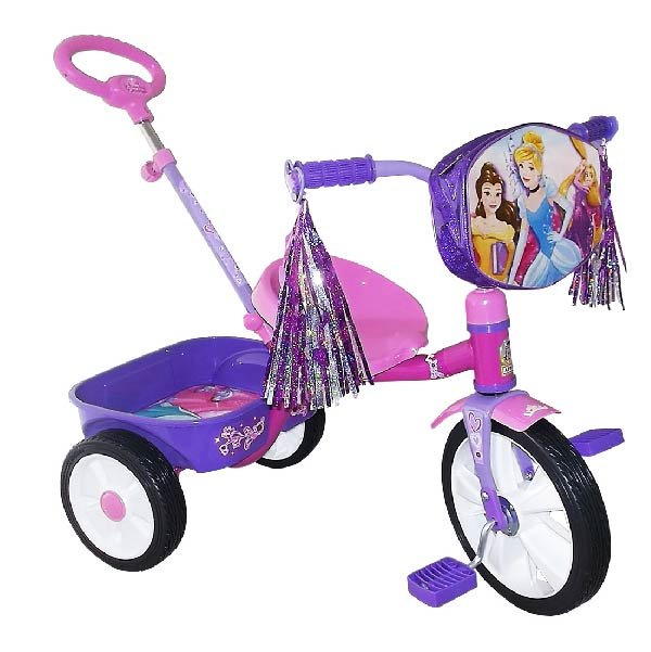 Triciclo Apache Princesas Disney Con Cajuela Y Barra De Empuje Rodada 12