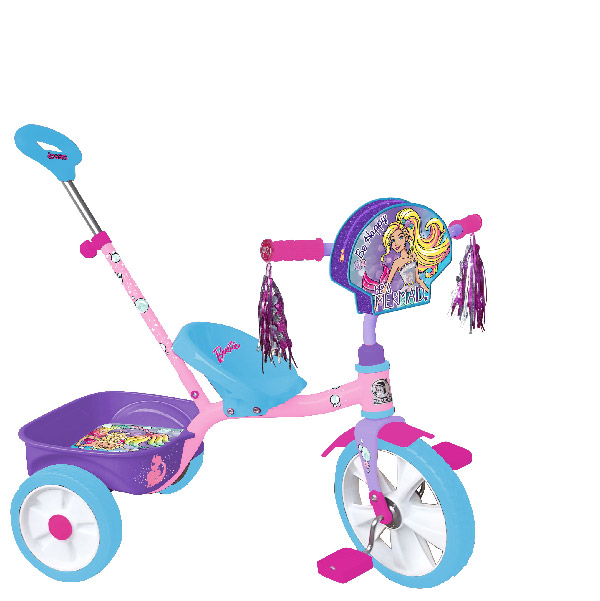 Triciclo Apache Barbie Sirena Con Cajuela Y Barra De Empuje Rodada 12 