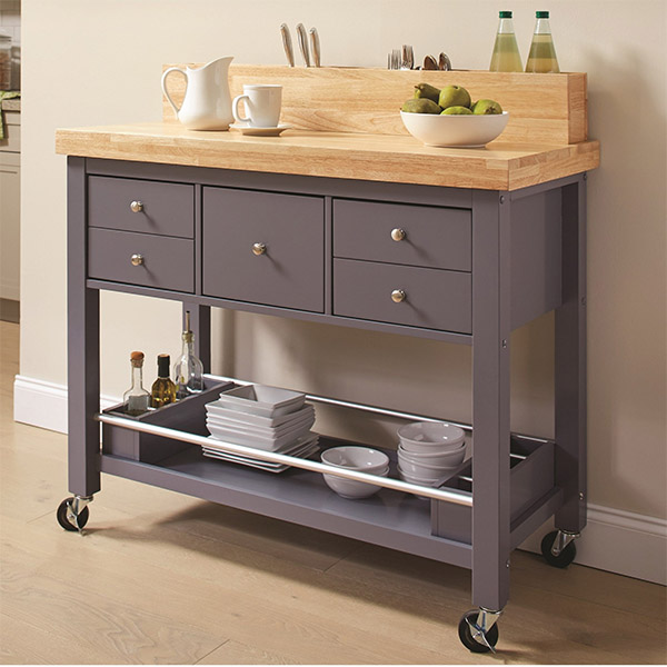 Isla de Cocina / Carrito de Servicio Gris, Madera Natural- Coaster 102