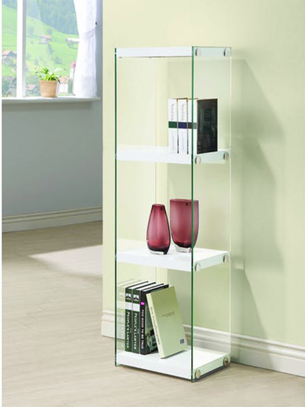 Librero con divisores de vidrio, estantes color Blanco- Coaster 801258