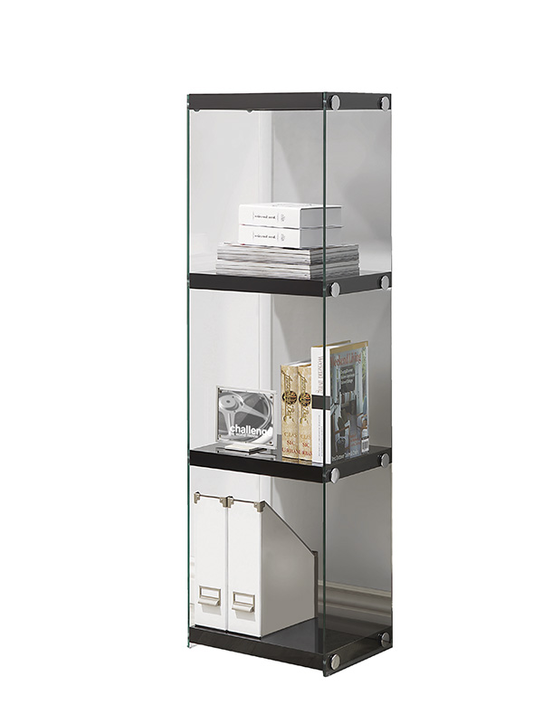 Librero con divisores de vidrio, repisas color negro- Coaster 801257