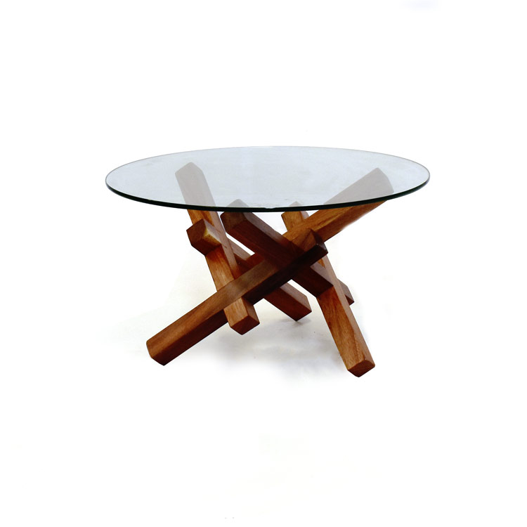 Mesa lateral, madera c/cristal, Parota viva.