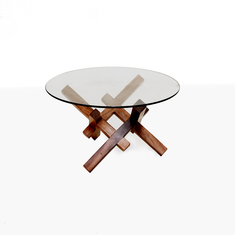 Mesa lateral, madera c/cristal, Parota viva.