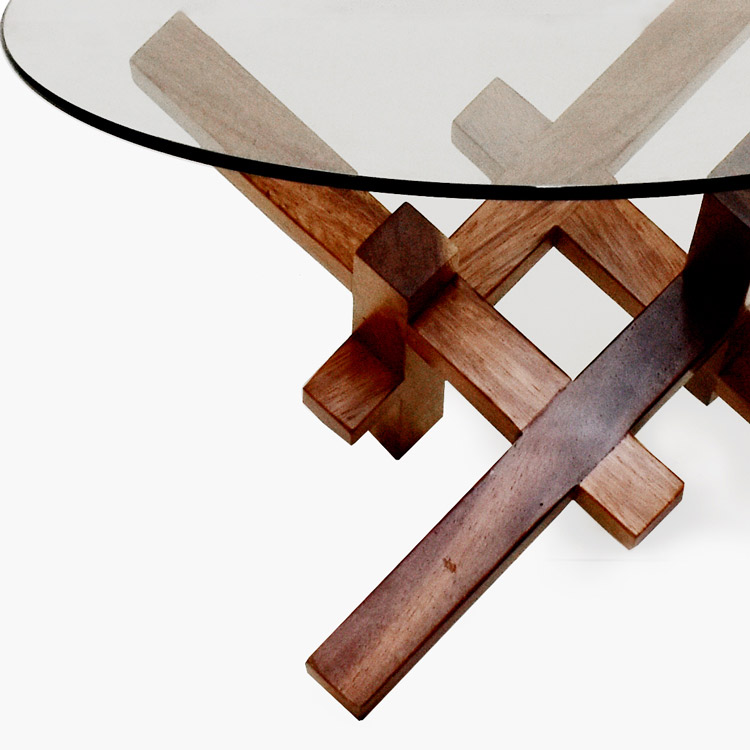 Mesa lateral, madera c/cristal, Parota viva.