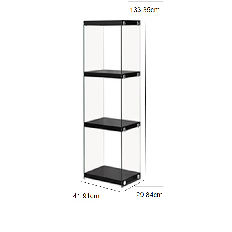 Librero con divisores de vidrio, repisas color negro- Coaster 801257