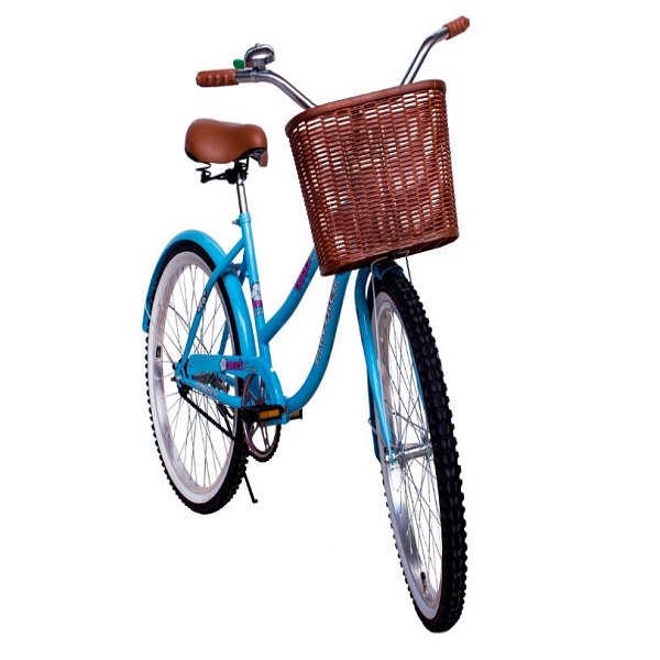 Bicicleta Vintage Playera Cruiser Rodada 26 Con Canasta Y Timbre-Azul