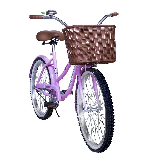 Bicicleta Vintage Playera Cruiser Rodada 26 Con Canasta Y Timbre-Rosa