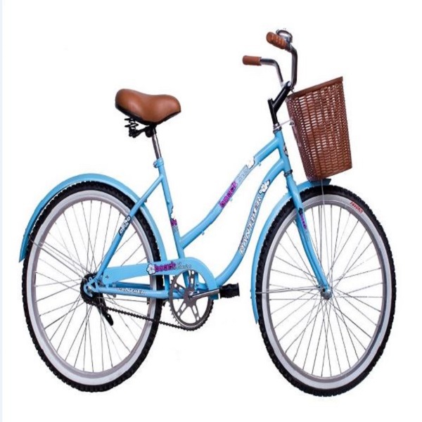 Bicicleta Vintage Playera Cruiser Rodada 24 Con Canasta Y Timbre-Azul