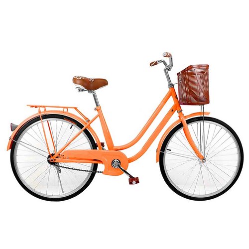 Bicicleta Retro Vintage Altera Rodada 24 Con Canastilla - Naranja