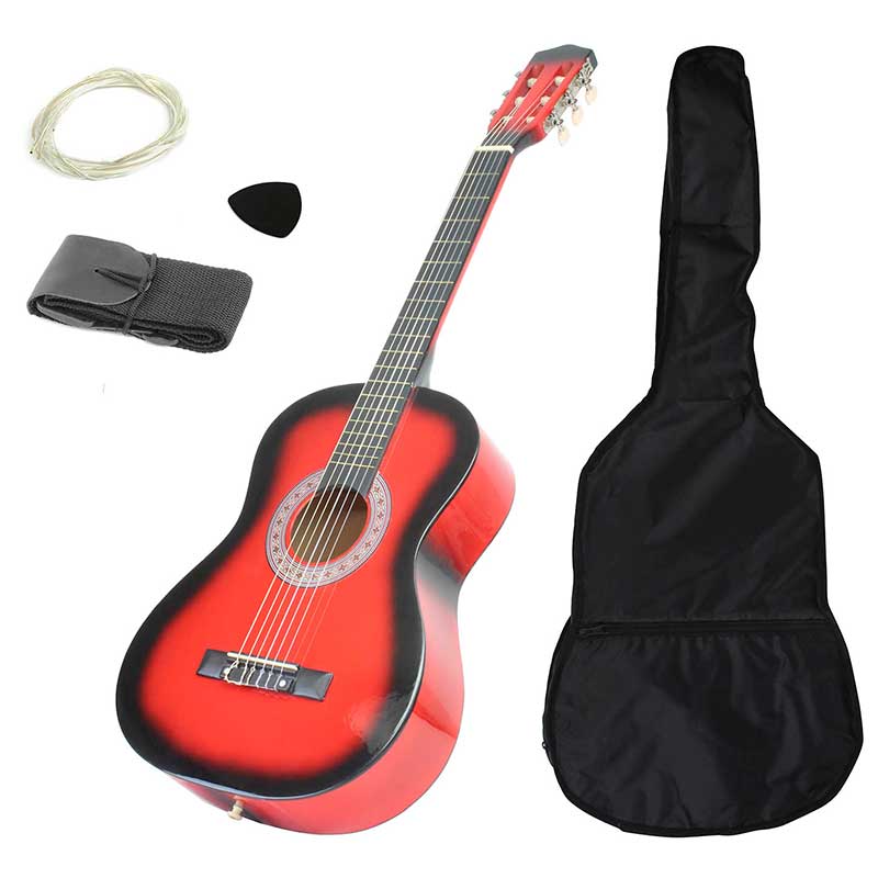 Guitarra Acustica Con Maletin Y Accesorios De Regalo - Rojo