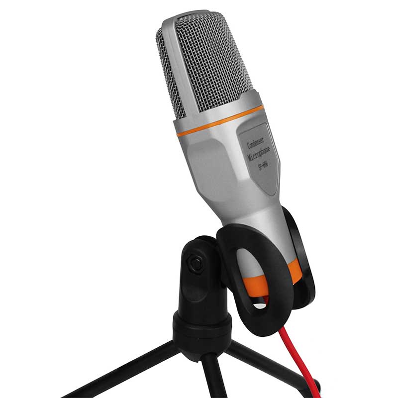 Microfono Condensador Mini Tripie Plug Semiprofesional - Blanco