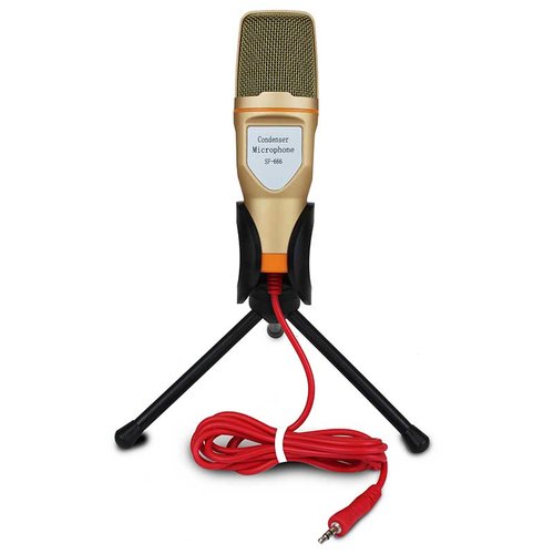 Microfono Condensador Mini Tripie Plug Semiprofesional - Dorado
