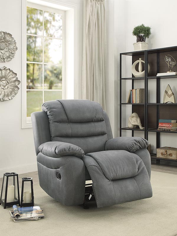 Sillon Reclinable F6761, color Gris Poundex