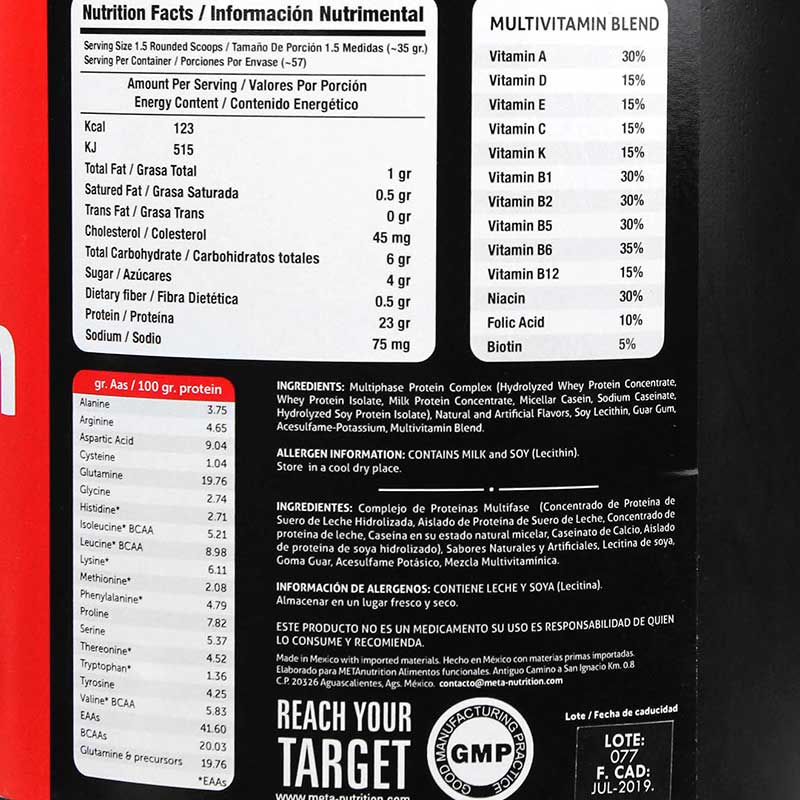 Proteina Meta Nutrition Full Protein 4.4 Lbs Sabor Vainilla