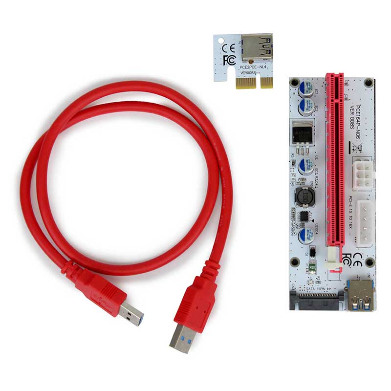 Riser Mineria PCI-E 1x A 16x 3 En 1 Ver 008s