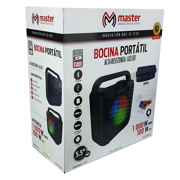 BOCINA PORTATIL RESISTENTE A GOLPES BLUETOOTH AUX USB MASTER  MAHM-SPKAL