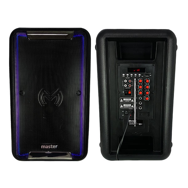 Master- Bocina bluetooth de 8 pulgadas, portátil, Lector USB y tarjeta TF, entradas de micrófono y radio FM
