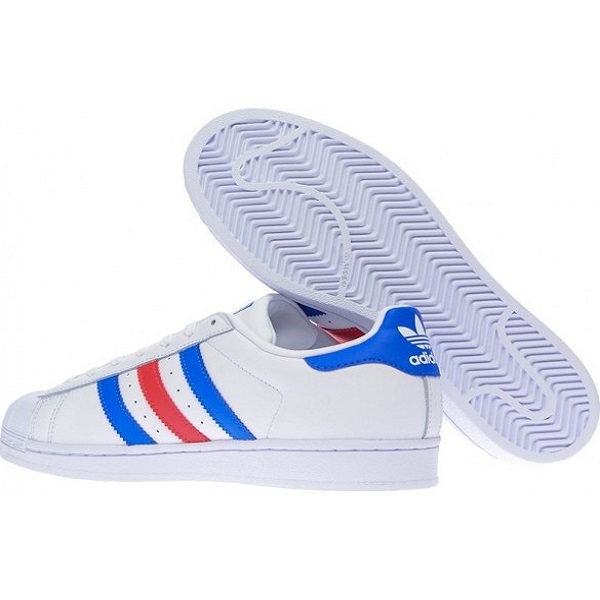 ADIDAS SUPERSTAR BLANCO FRANJAS AZULES Y ROJAS