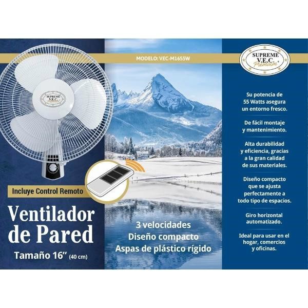 Ventilador De Pared Con Control Remoto VEC-W1655W ALB6*