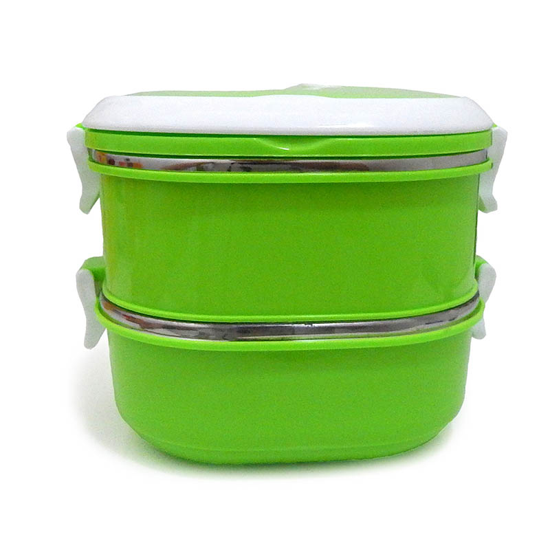 Contenedor Para Comida 2 Niveles Cuadrado Easy Go Verde