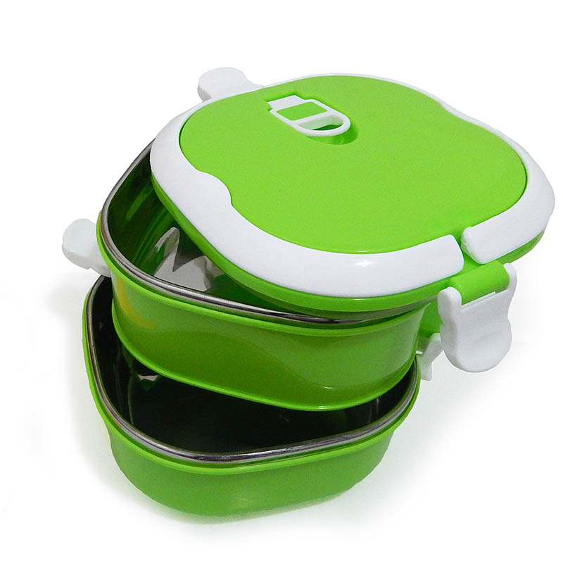 Contenedor Para Comida 2 Niveles Cuadrado Easy Go Verde