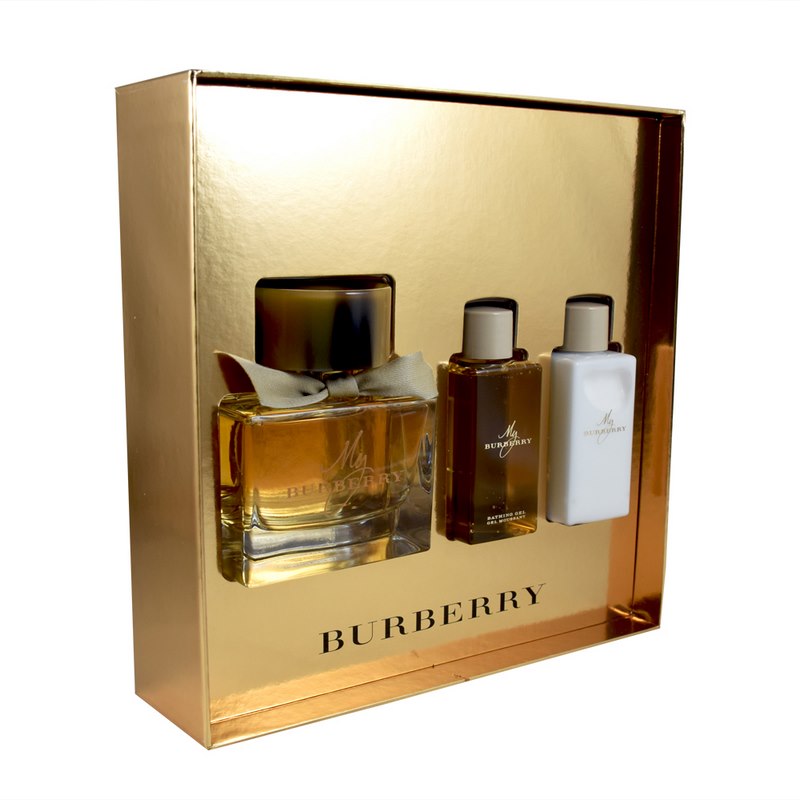 Set My Burberry 3Pzs 90 ml Edp Spray + Body Lotion 75 ml + Shower Gel