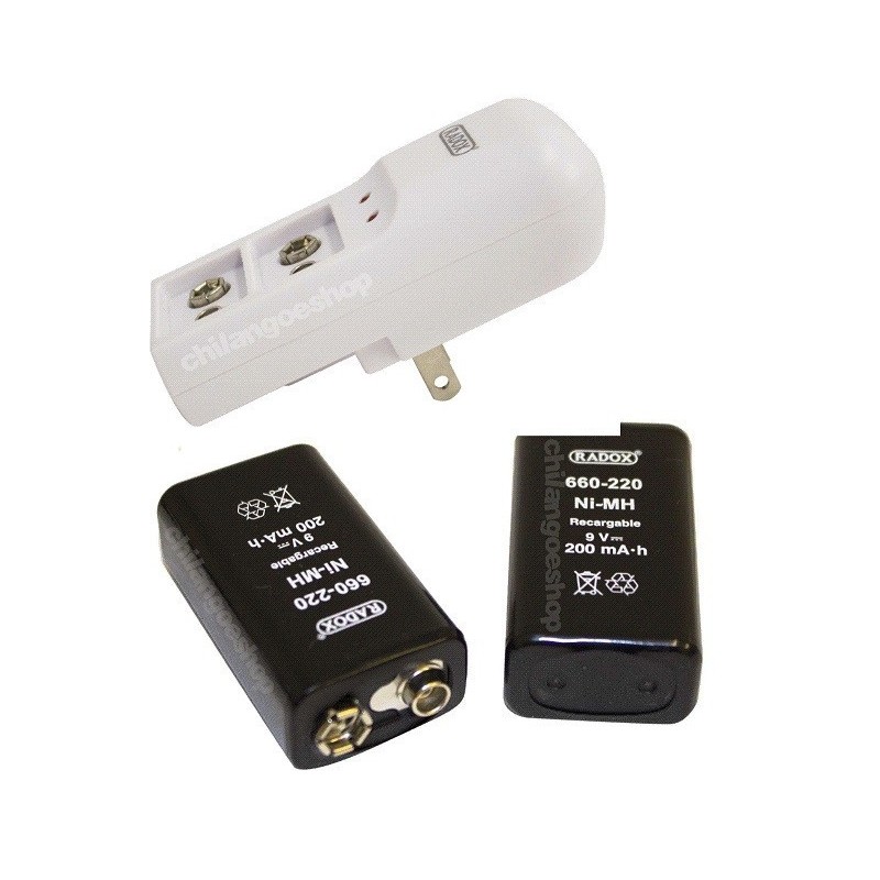 Cargador + 2 Baterias Pilas Cuadradas 9v Recargables 