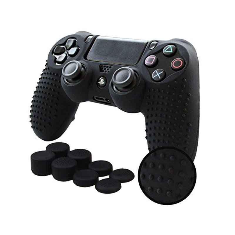 Ps4 Funda Texturizada Silicona + Grips Pro (Negro)
