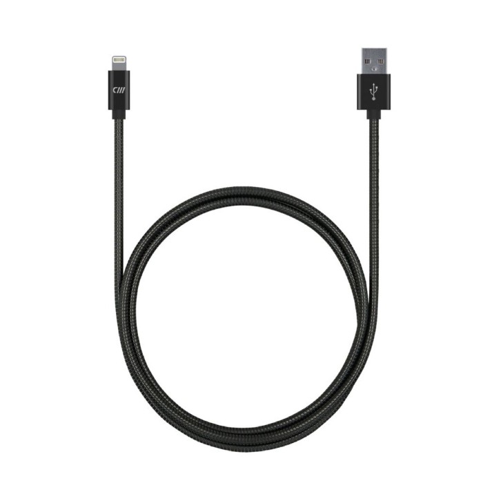 Cable Candywirez Stainless Steel Lightning Cable 3ft - negro