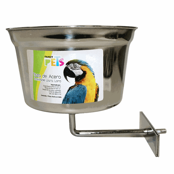 TAZA PARA LORO DE ACERO INOXIDABLE DE FANCY PET 16oz.