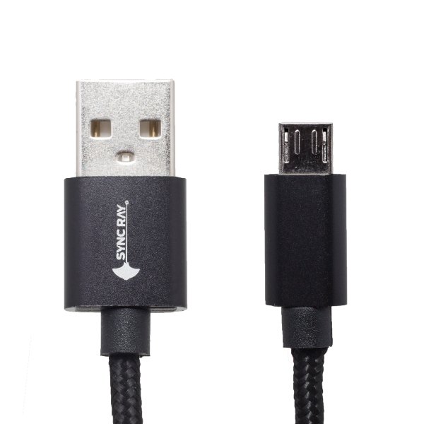 Cable Cargador y Datos para Micro USB Negro Sync Ray