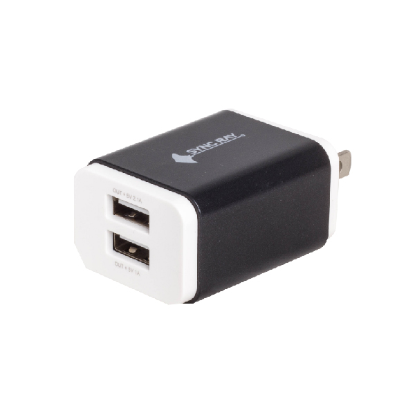 Cargador de casa celular 2 USB Negro Sync Ray