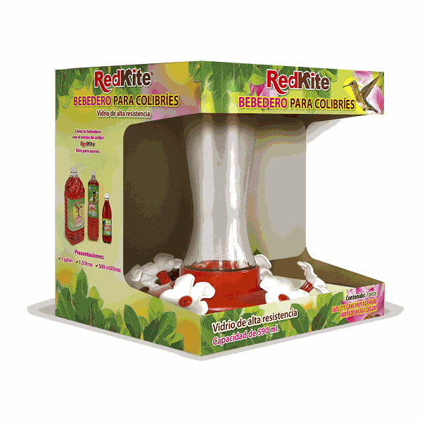 Colibris Alimentador Vidrio 590 Ml Red Kite