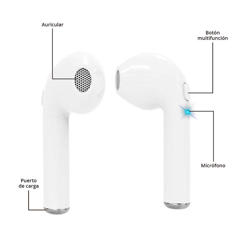  Redlemon Audífonos y Manos Libres Inalámbricos Bluetooth Básicos con Micrófono tipo Airpods, i7