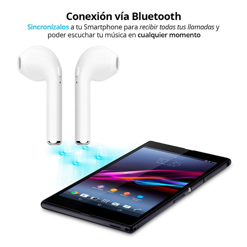  Redlemon Audífonos y Manos Libres Inalámbricos Bluetooth Básicos con Micrófono tipo Airpods, i7