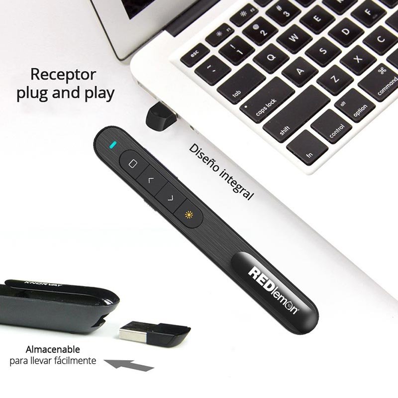  Apuntador Láser y Presentador Inalámbrico con Control Remoto para Pase de Diapositivas, Conexión USB Plug & Play
