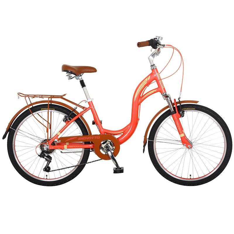 Bicicleta Benotto City Bike Alum FS R24 Dama Canast Naranja