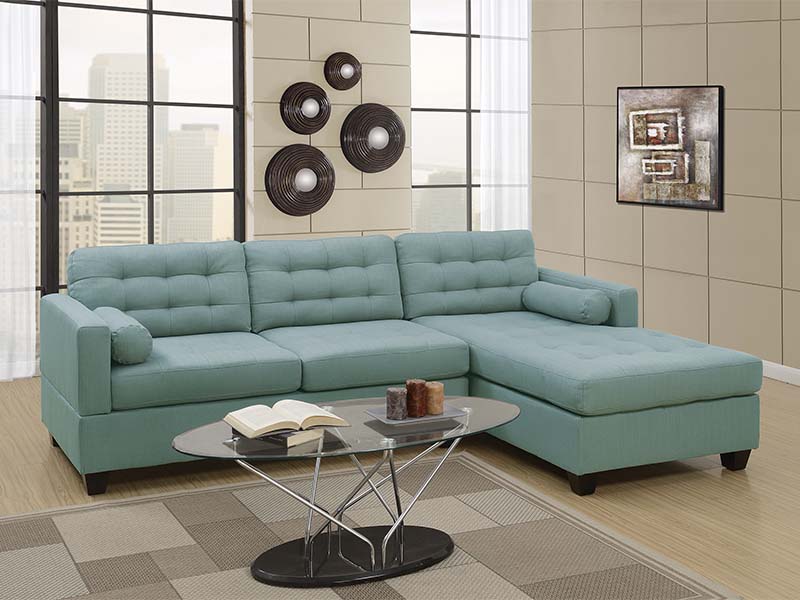 Sofá Seccional de 2 piezas, F7571 color Azul Claro, POUNDEX