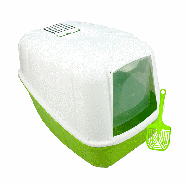 ARENERO PARA GATO CON TAPA Y PUERTA  VERDE
