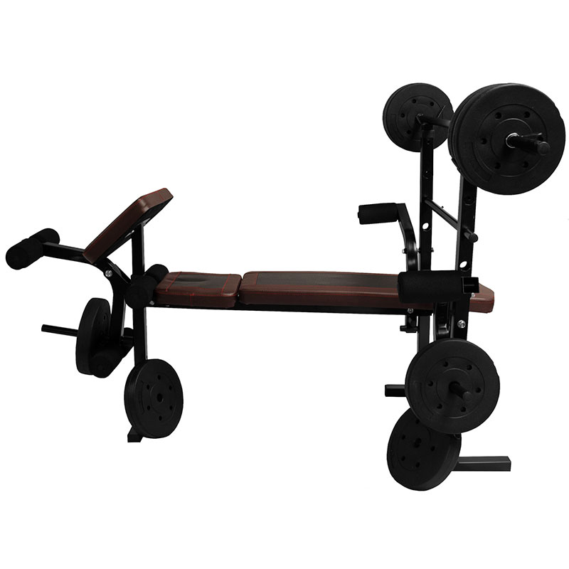 Banco Multiposiciones Kit Pesas 8 Discos 10lbs Barra Recta Gym Ejercicio