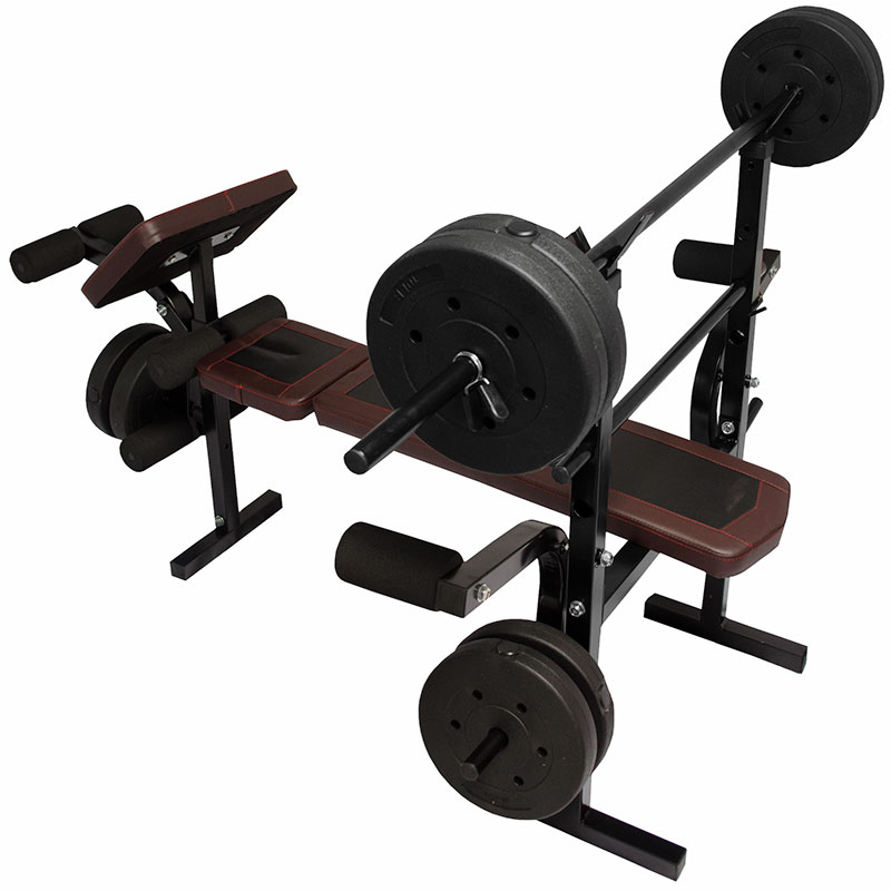 Banco Multiposiciones Kit Pesas 8 Discos 10lbs Barra Recta Gym Ejercicio