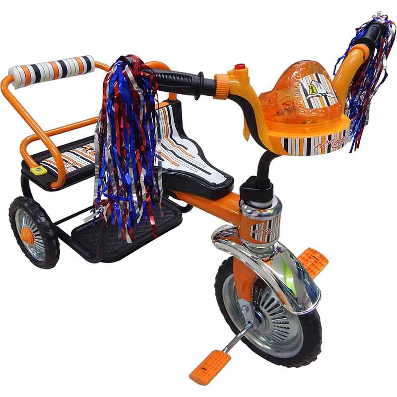 Triciclo Doble De Metal MLT6001 - Naranja