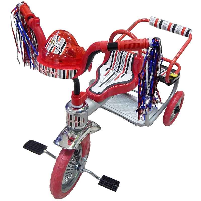 Triciclo Doble De Metal MLT6001 - Rojo / Gris